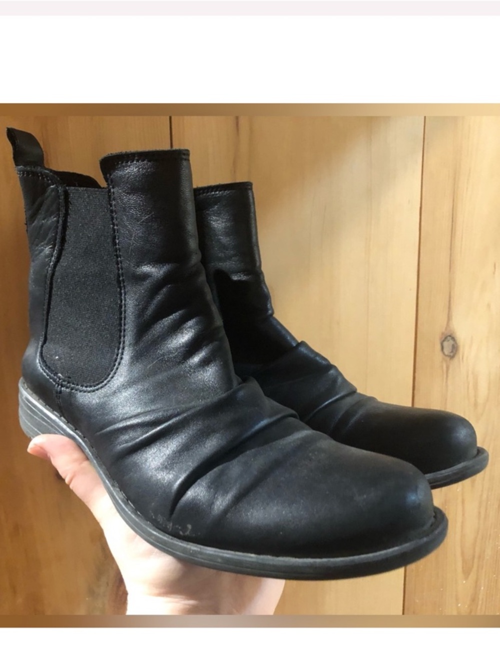 Miz Mooz Black Leather Chelsea Ankle Boots